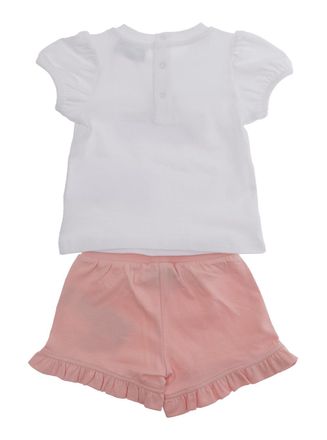 Moschino Unisex Kids T-Shirt And Shorts Set White-Pink Cotton Tracksuit Sets