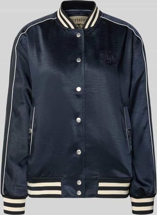 Superdry Bomber Jacke mit Logo-Stitching Modell VARSITY in Dunkelblau, Gr&ouml;&szlig;e XXL