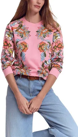 Boden Rosa Print Cotton Sweatshirt in Multi, Botanical Flourish at Nordstrom, Size X-Small