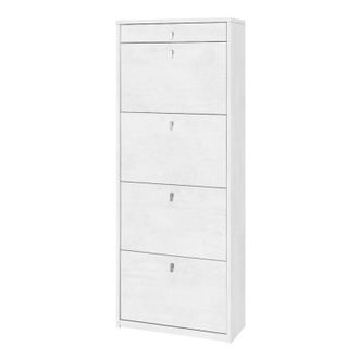 OEM Zapatero Con Cuatro Puertas Y Un Caj&oacute;n Superior En Ossido White 63x29x H164 Cm