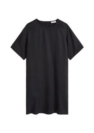 Marc O'Polo Denim Sommerkleid MARC OPOLO DENIM, Damen, Gr. XL, N-Gr, blau depths, Web, Obermaterial: 100% Lyocell, relaxed fit kniefrei, Rundhals, Kleider Sommerkleid, 