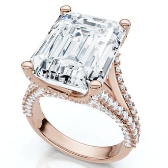 Pompeii3 Certified 9.80Ct Aspen Emerald Cut Diamond Engagement Ring 14k Gold Lab Grown