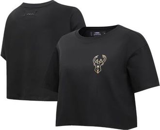 Pro Standard Womens Pro Standard Black Milwaukee Bucks Holiday Glam Boxy T-Shirt at Nordstrom, Size Large