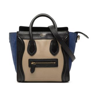 Celine Pre-owned Celine Nano Tricolor Calfskin and Suede Luggage Tote Ladies UI8U8QX81U4HNOSH