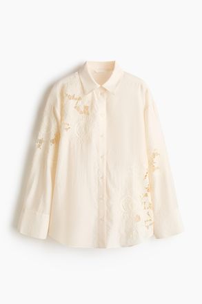 H&M Bluse mit Broderie Anglaise - White