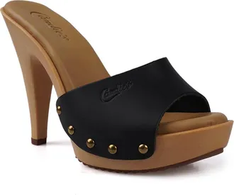 Candie's Viviana Platform Sandal in Black Leather at Nordstrom, Size 10