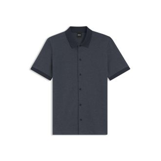 BOSS Regular-fit shirt in bubble-structure cotton