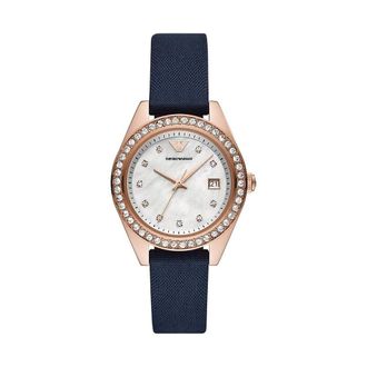 Emporio Armani Reloj de Tela Azul con Tres Agujas y Fecha - Accessories - Mujer - Rosa - ONE SIZE