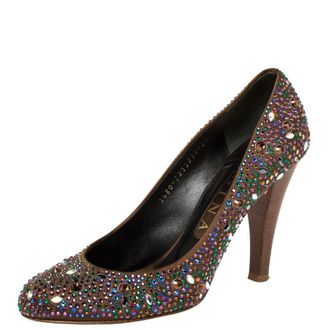 Gina Brown Satin Crystal Embellished Pumps