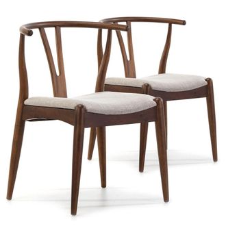 HOMN Pack 2 sillas color nogal, madera maciza, 55 x 54,5 x 76 cm
