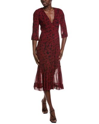 Ganni Printed Light Georgette Wrap Midi Dress