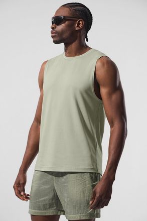 Alo | Conquer Muscle Tank Top in Limestone Green, Size: 2XL
