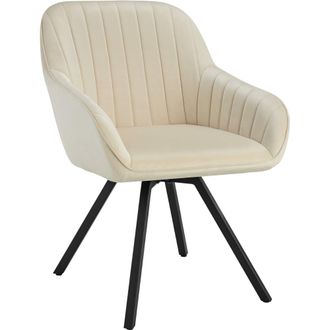 TecTake Silla de comedor giratoria 360&ordm; de terciopelo 58x58x82 cm crema