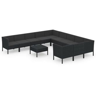 vidaXL 12 Pcs Garden Lounge Set Con Cojines De Prueba De Vime Pe