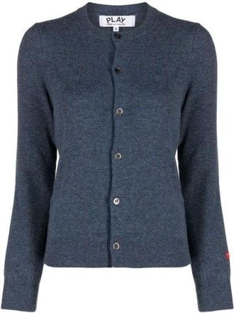 Comme Des Gar&ccedil;ons Small Red Heart Patch Wool Cardigan