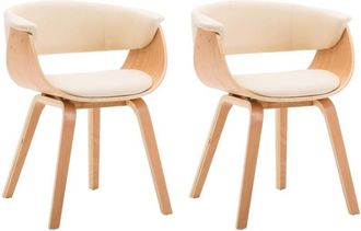 vidaXL Vidaxl - Sillas De Comedor 2 Uds Madera Curvada Y Cuero Sint&eacute;tico Crema
