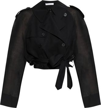 Helmut Lang Cappotto doppiopetto crop - Nero