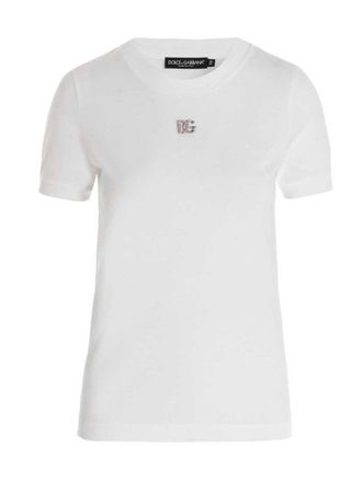 Dolce & Gabbana Logo T Shirt Bianco-Donna