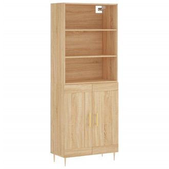 vidaXL Aparador Alto Madera Contrachapada Color Roble 69,5x34x180 Cm Vidaxl