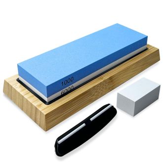 OEM Juego De Piedras De Afilar Cuchillos, Afilador De Cuchillos, Piedra De Agua De Doble Cara Con Piedra Plana, Base De Bamb&uacute; Antideslizante Y Gu&iacute;a De &Aacute;ng