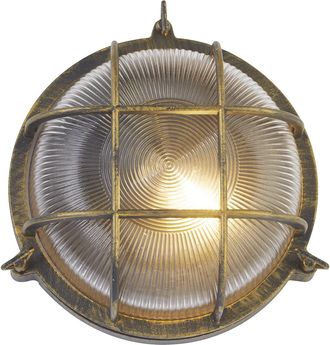 Searchlight Plafoniera Esterno Vintage - Dec&ograve; Paratia Alluminio Oro Trasparente 1 Luce E27
