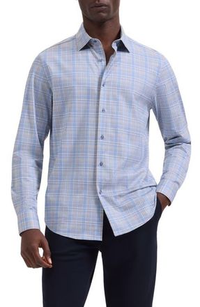 Bugatchi Jimmy OoohCotton Plaid Button-Up Shirt in Cobalt at Nordstrom, Size Xxx-Large
