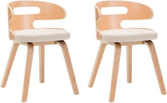 vidaXL Sillas De Comedor 2 Uds Madera Curvada Y Cuero Sint&eacute;tico Crema Vidaxl