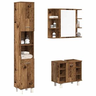 Berkfield Home 3 Piece Bathroom Furniture Set Old Wood Engineered Wood in Brown