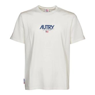 Autry T-Shirts, male, White, Size: XL Round Neck T-shirt