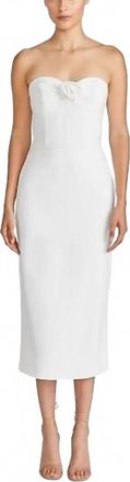 Monique Lhuillier Leonor Crepe Midi Dress In Ivory