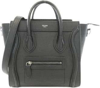 Celine Pre-owned Luggage Nano Shopper Calfskin Bag - Dames - Vintage Handtas - Zwart - ONE Size - Leer - Vintage