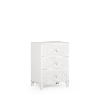 Klast Mesita de noche 3 cajones efecto madera blanco decapado 45x66 cm