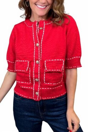 THML Clothing Joanie Cardigan Top In Red