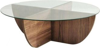 Dmora Mesa De Caf&eacute; Dpere, Mesa De Centro Baja, Revistero Para Sof&aacute;, Estante De La Sala De Estar, 90x90h30 Cm, Nuez - Dmora