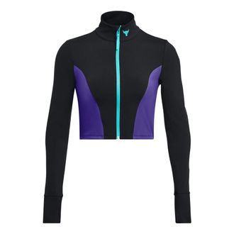 Under Armour (WMNS) Under Armour Project Rock LetsGo Crop Full Zip T-shirt Black Purple 1380194-001