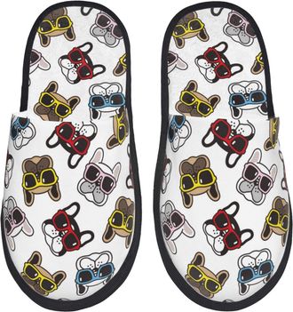 Generic Hotel Slippers Cute French Bulldog Cool Soft Cotton Slippers Unisex Indoor Shoes For Guest Room Hotel Women M