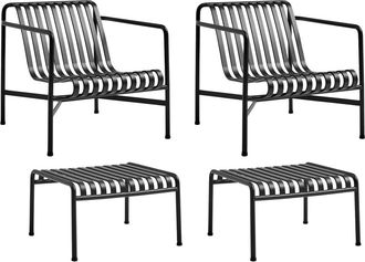 HAY Palissade 2x Lounge Chair Low + 2x Ottoman, anthrazit
