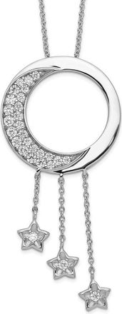 Diamond2Deal Sterling Silver Cubic Zirconia I Promise You the Moon and Stars Necklace