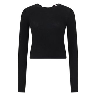 Red Valentino Round-neck Knitwear, female, Black, Size: XS Long-sleeve Crop Top