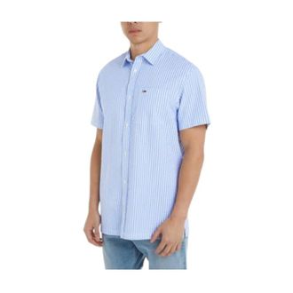 Tommy Hilfiger Short Sleeve Shirts, male, Blue, S, Reg Stripe Short Sleeve Shirt