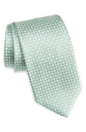 David Donahue Geometric Jacquard Silk Tie in Green at Nordstrom