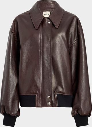 Khaite Shelman Leather Bomber Jacket