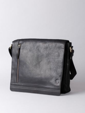 Lakeland Leather Mens Keswick Large Messenger Bag in Black