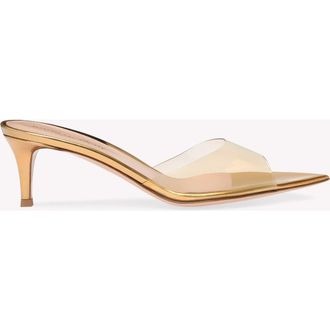 Gianvito Rossi Elle 55 Mules in Metallic Gold Plastic at Nordstrom, Size 41.5