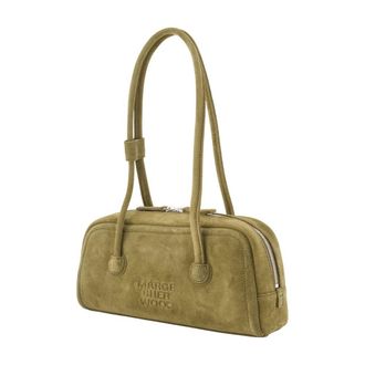 Marge Sherwood Womens Soft Boston Ew Shoulder Bag - Margesherwood Leather Khaki Cowhide Shoulder-Hobo-Bags