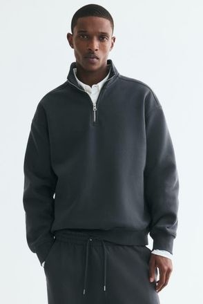 H&M Loose Fit Half-zip Sweatshirt in Dark Gray at Nordstrom, Size Xx-Large