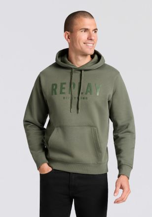 Replay Hoodie REPLAY, Herren, Gr. XXL, army gr&uuml;n, Sweatware, Obermaterial: 100% Baumwolle, regular fit normal, ohne Ausschnitt, elastischer Bund, Sweatshirts