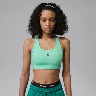 Nike Jordan Womens Jordan Sport Medium-Support Padded Jumpman Bra in Green | FB6872-342