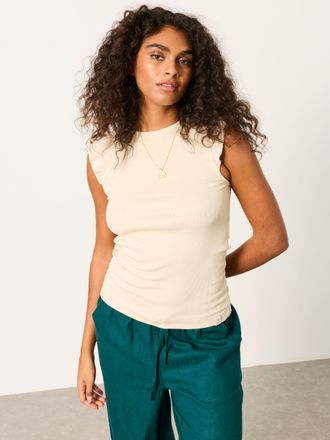 Fat Face FatFace Ecru Frill Sleeveless Top
