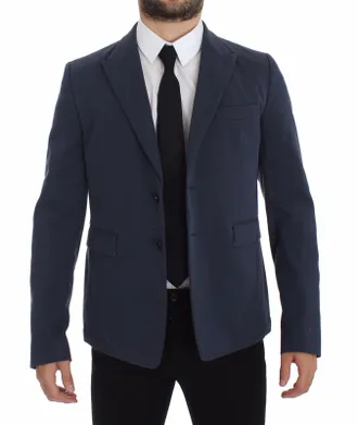 Dolce & Gabbana Mens Blue Cotton Stretch Casual Blazer Clothing